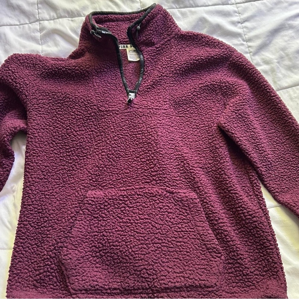 Plum Sherpa Quarter-Zip Pullover